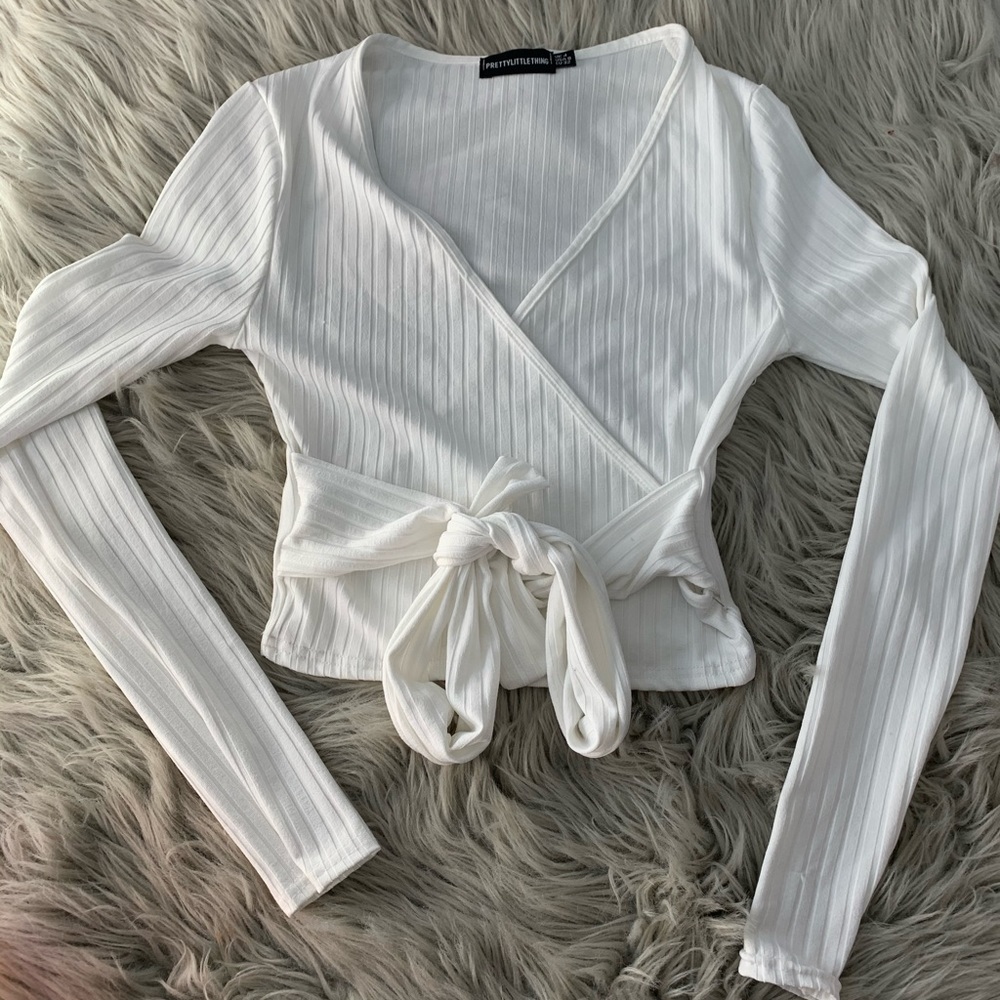 White Long sleeve wrap top
